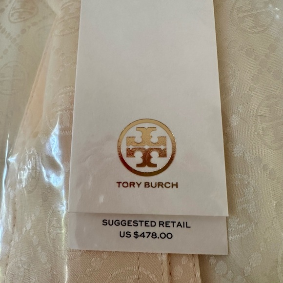 Tory Burch French-cream Tie Neck silk blouse; Jacquard logo; NWT - Picture 7 of 11